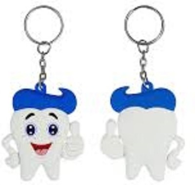 NMD DENTAL TOOL Tooth Shape Big Size White and Blue Rubber Keychain (Pack of 1) Surgical Plier(Plastic)