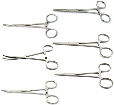 Forgesy Hemostatic Locking Forceps Straight & Curved (PACK OF 6 PCS.) Surgical Plier(Stainless Steel)