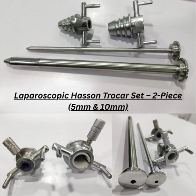 ASW Laparoscopic Hasson Trocar Set 2pcs Reusable Instrument 5mm & 10mm – CE Approved Surgical Plier(Stainless Steel)