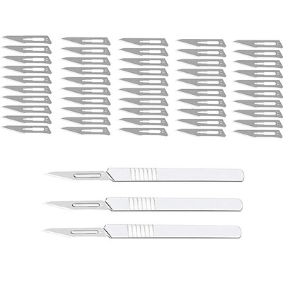 EUZA Surgical Blade Scalpel Blade no.11- (50 pcs) with BP handle no.3 (3 pcs) Surgical Scalpel(Pack of 50)