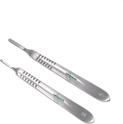 IS IndoSurgicals Stainless Steel Scalpel Handle No. 3 and 4 Surgical Scalpel(Pack of 2)