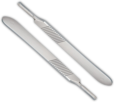 BOS MEDICARE 3 & 4 No. Scalpel Handle, Stainless Steel Surgical Scalpel Handle, Reusable 2pc Surgical Scalpel(Pack of 2)