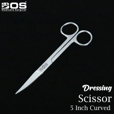 Bos Medicare Surgical Surgical Dressing Scissors Curved 5 inch Surgical Instruments Best Quality Curved And Angled Dissecting Scissors(Blunt/Sharp Blades)