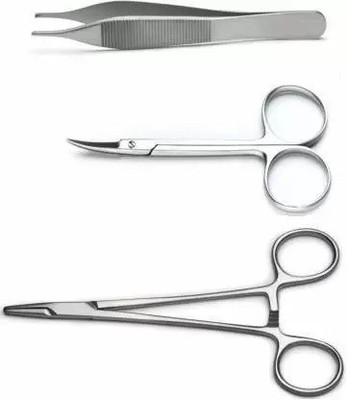 ARINEO 3 PCS MEDICAL STUDENT SUTURING TOOL KIT. Curved And Angled Dissecting Scissors(Blunt/Blunt Blades)