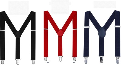 YOS TRENDZ Y- Back Suspenders for Men, Women(Blue, Black, Red)