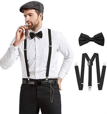 FEXMY Y- Back Suspenders for Men, Boys(Black)