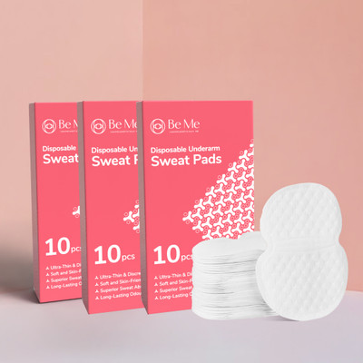 BE ME Disposable Folded Underarm 30 Sweat Pads Absorbs Sweat & Odour (10 Pads-3 Pack) Sweat Pads