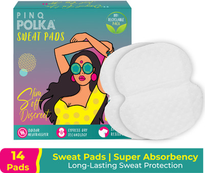PINQ POLKA Premium Soft Underarm Sweat Pads for Unisex|Absorbs Sweat & Odour-Combo of 14 Sweat Pads
