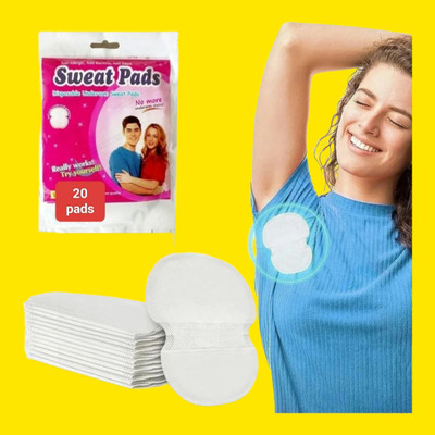 RNGNTC L 20 Pcs Underarms Disposable Highly Absorbent Sweat Pads Cotton Anti Allergic Sweat Pads