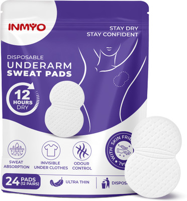 INMYO Underarm Sweat Pads for Men & Women | 24 Pads | Odor Control | Self-Adhesive Sweat Pads