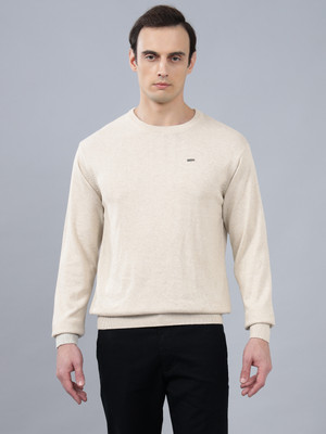 CANTABIL Solid Round Neck Casual Men White Sweater