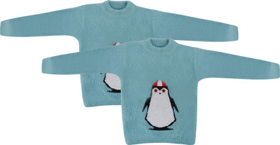 ANIXA Graphic Print Round Neck Casual Baby Boys & Baby Girls Blue Sweater