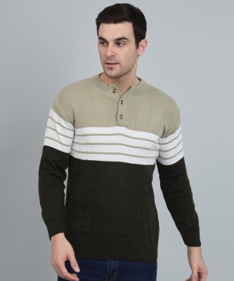 MORKEL Colorblock Round Neck Casual Men Multicolor Sweater