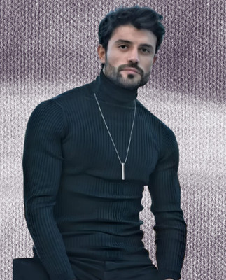 TRENDSET Solid Turtle Neck Casual Men Blue Sweater