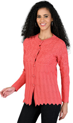 lady willington Embroidered Crew Neck Casual Women Pink Sweater