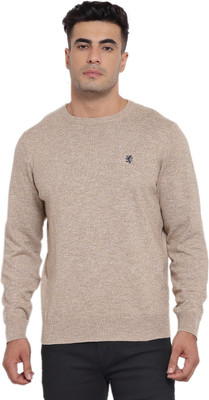 RED TAPE Solid Round Neck Casual Men Beige Sweater