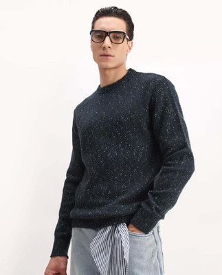 RARE RABBIT Embellished Round Neck Casual Men Blue Sweater