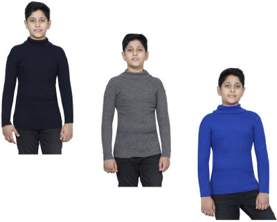 Indistar Solid High Neck Casual Boys Multicolor Sweater