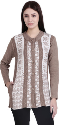 BRAZO Solid Crew Neck Casual Women Beige Sweater
