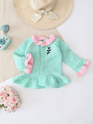 Woonie Self Design Round Neck Casual Baby Boys & Baby Girls Blue Sweater