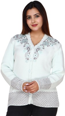 Janiya Embroidered V Neck Casual Women Light Blue Sweater