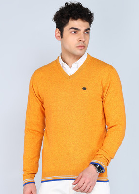 PETER ENGLAND Solid Casual Men Yellow Sweater