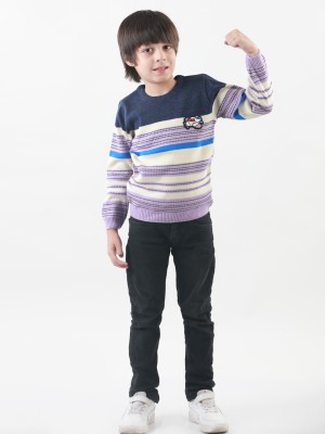 Knitco Woven Round Neck Casual Boys & Girls Multicolor Sweater