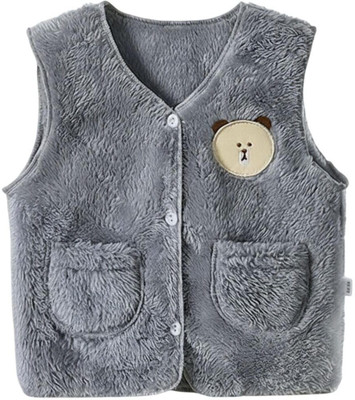 MOMISY Solid V Neck Casual Baby Boys & Baby Girls Grey Sweater