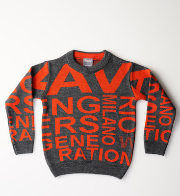 Guapo Printed Round Neck Casual Boys Multicolor Sweater