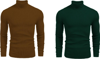 FASHLOOK Solid High Neck Casual Men Multicolor Sweater