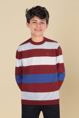 Allen Solly Woven Round Neck Casual Boys Blue Sweater