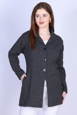 Vishal Enterprises Self Design Collared Neck Casual Women Grey Sweater