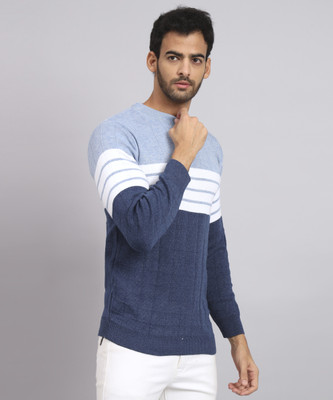 HELL BOUND Striped Round Neck Casual Men Multicolor Sweater