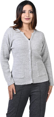 TWENTY ME Self Design V Neck Casual Women Grey Sweater