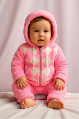 Asent Solid Hooded Neck Casual Baby Boys & Baby Girls Pink Sweater