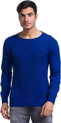 PARX Solid Round Neck Casual Men Blue Sweater