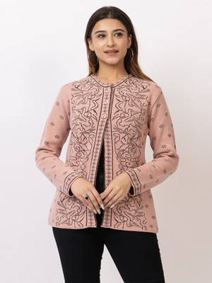 TWENTY ME Embroidered Crew Neck Casual Women Pink Sweater