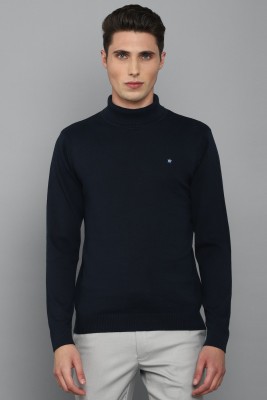 LOUIS PHILIPPE Solid Turtle Neck Casual Men Dark Blue Sweater