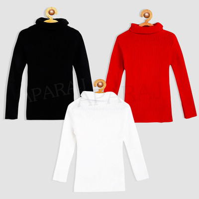 APARAJ Solid High Neck Casual Boys & Girls Multicolor Sweater