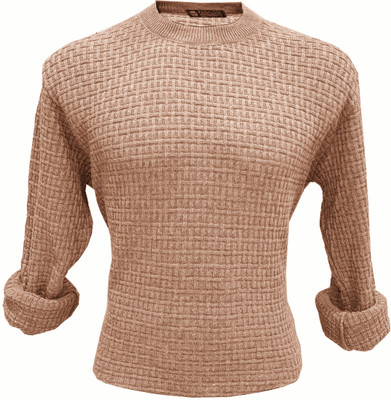 FREAKS Self Design Round Neck Casual Men Beige Sweater