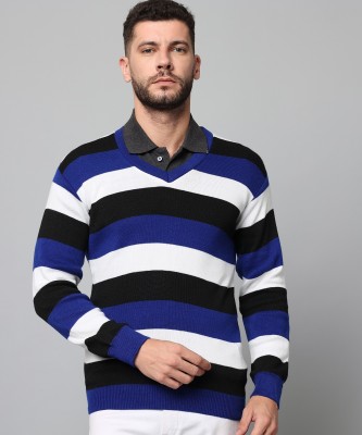 Krew Striped V Neck Casual Men Multicolor Sweater