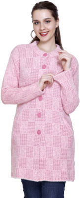 HITTIKA Self Design V Neck Casual Women Pink Sweater