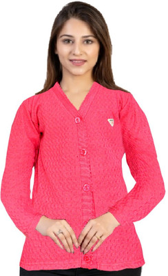 swater Solid V Neck Formal Women Pink Sweater