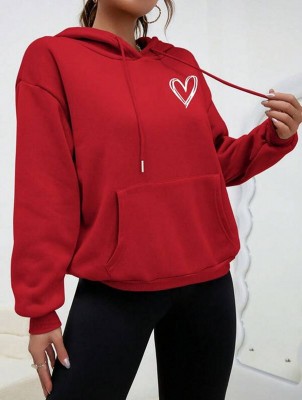 SILVANUS Solid Hooded Neck Casual Women Red Sweater