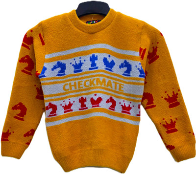 Juniorx Woven Round Neck Casual Boys & Girls Yellow Sweater