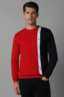 LOUIS PHILIPPE Colorblock Crew Neck Casual Men Red Sweater