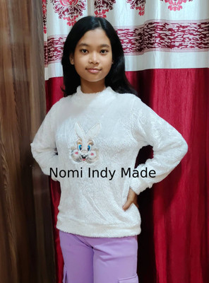 Nomi Indy Made Solid High Neck Casual Women White Sweater