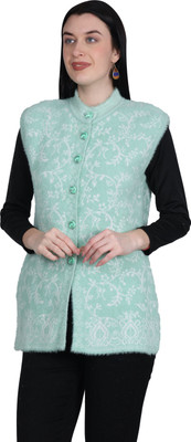 HITTIKA Self Design High Neck Casual Women Green Sweater