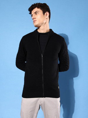 WROGN Solid Round Neck Casual Men Black Sweater