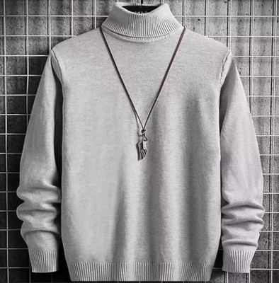 Farlucci Solid High Neck Casual Women Grey Sweater